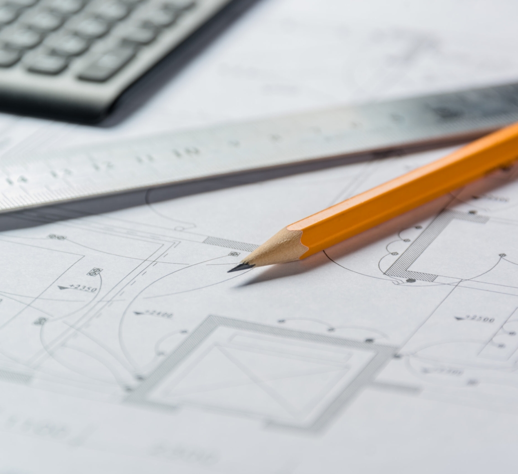 detail shot of Architectural blueprints.